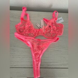 NWT For Love & Lemons for Victoria's Secret Bra and matching Thong set.